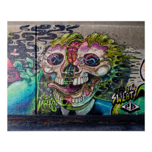 Crazy achtige horror Skull Graffiti Poster (Voorkant)