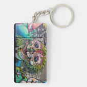 Crazy achtige horror Skull Graffiti Sleutelhanger (achterkant)