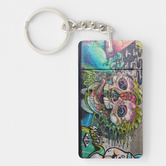 Crazy achtige horror Skull Graffiti Sleutelhanger (Voorkant)