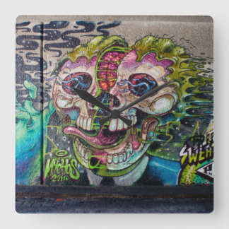 Crazy achtige horror Skull Graffiti Vierkante Klok