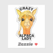 Crazy Alpaca Lady rustiek aangepaste vinyl gesnede Sticker (Vel)