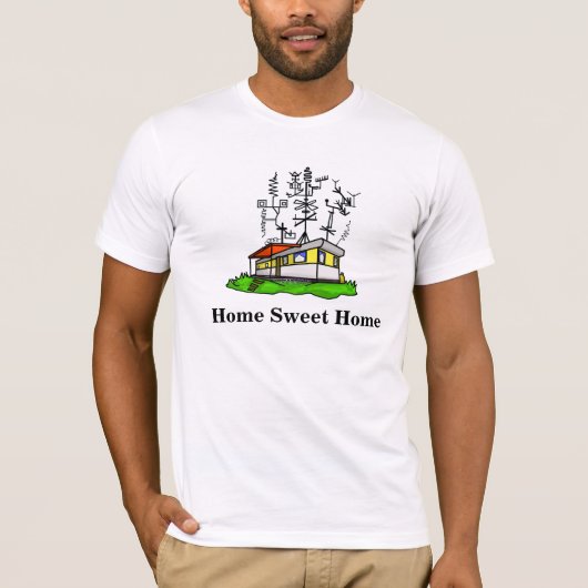 Crazy Antenna Mobile Home Ham Radio T-shirt #1 (Voorkant)