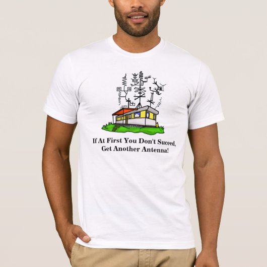 Crazy Antenna Mobile Home Ham Radio T-shirt #2 (Voorkant)
