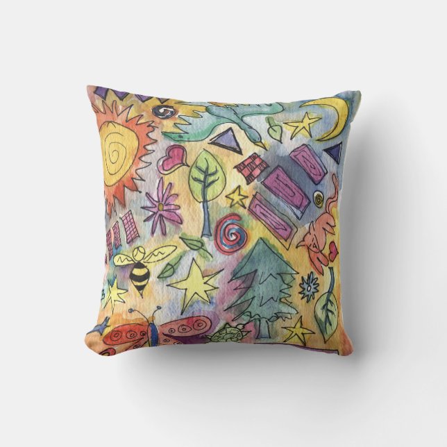 CRAZY ART Waterverf Pillow Kussen (Voorkant)