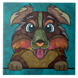 Crazy Australian Shepherd lelijk gelaat Tegeltje