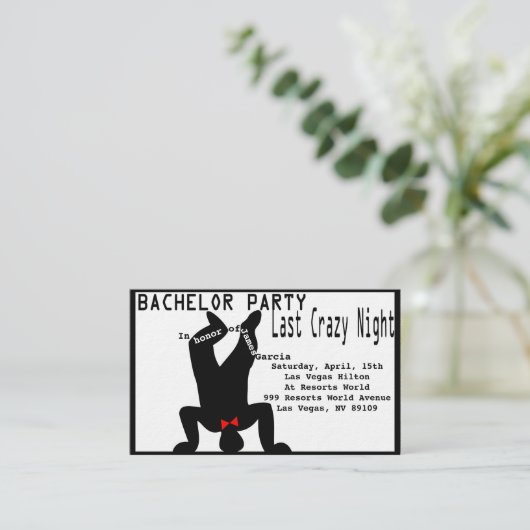 Crazy Bachelor Visitekaartje (Staand voorkant)