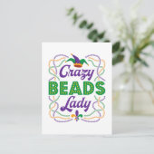 Crazy Beads Lady Mardi Gras Bead Lover Briefkaart (Staand voorkant)