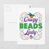 Crazy Beads Lady Mardi Gras Bead Lover Briefkaart (Voorkant / Achterkant)