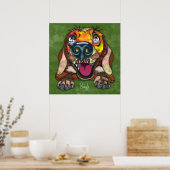 Crazy Beagle dog heeft een handgeschilderd Poster (Keuken)