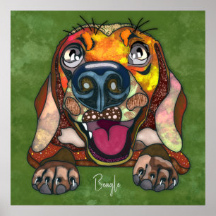 Crazy Beagle dog heeft een handgeschilderd Poster