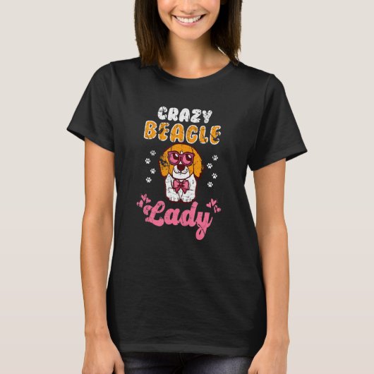 Crazy Beagle Lady T-shirt (Voorkant)
