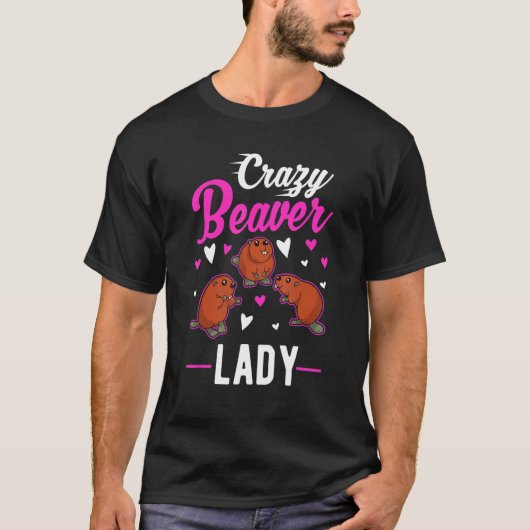 Crazy Beaver Lady T-shirt (Voorkant)