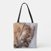 Crazy Bengal Cat Canvas tas, voeg uw eigen thema t Tote Bag (Achterkant)