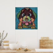 Crazy Bernese Mountain Dog met de hand geschilderd Poster (Keuken)