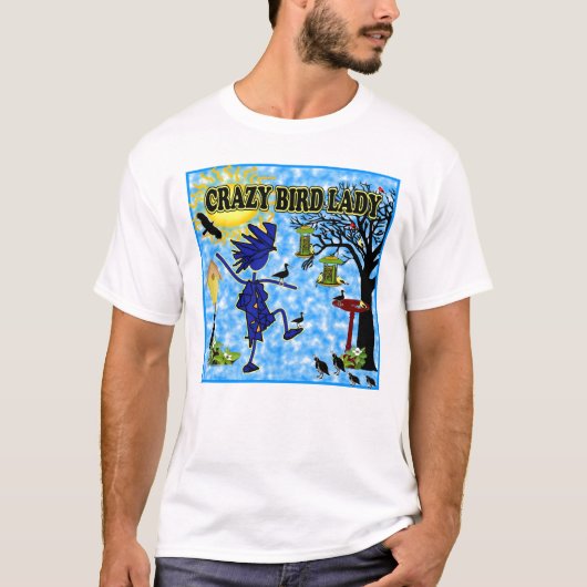 Crazy Bird Lady Design T-shirt (Voorkant)