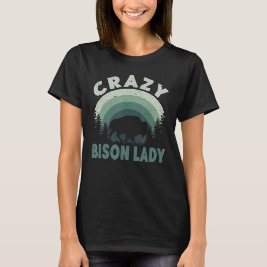 Crazy Bison Lady American Bison Ma Buffalo_2 T-shirt (Voorkant)
