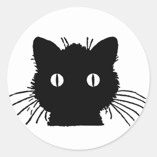 Crazy Black Cat Gezicht stickers (Voorkant)