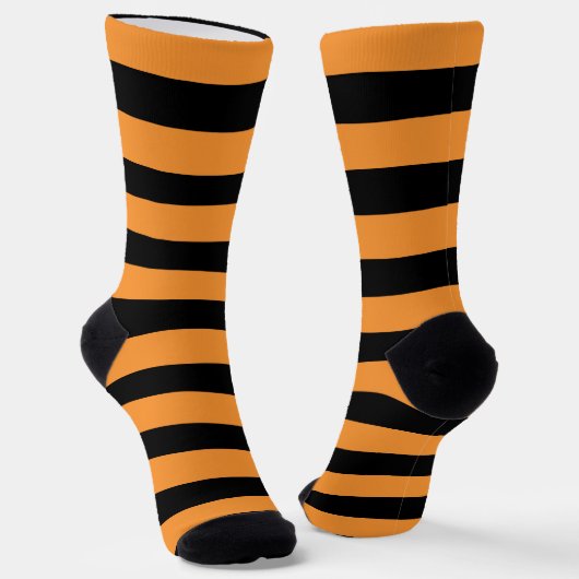 Crazy Black en Oranje striped Sokken (Gebogen)