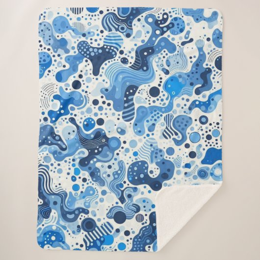 Crazy Blankets - Abstract Blue Organic Shapes Blan Sherpa Deken (Voorkant)