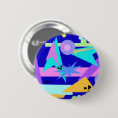 Crazy Blue Eighties Patroon Ronde Button 5,7 Cm (Voorkant /achterkant)