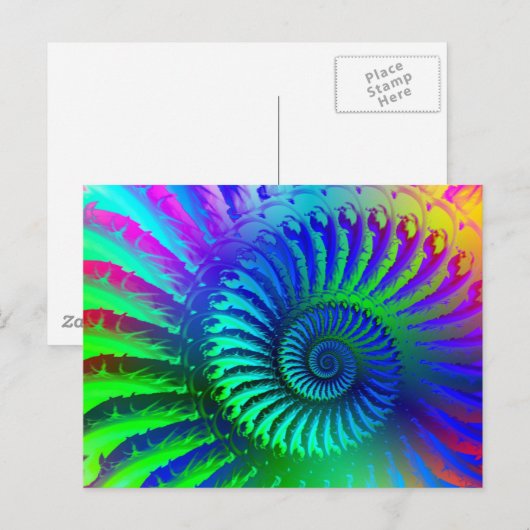 Crazy Blue Fractal Patroon Briefkaart (Voorkant / Achterkant)