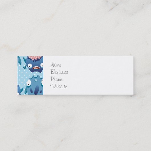 Crazy Blue Monsters Fun Creats Gifts for Kids Mini Visitekaartje (Voorkant)