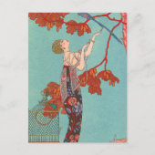 Crazy Blue Parrot van George Barbier Briefkaart (Voorkant)