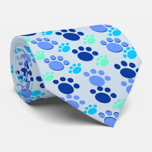 Crazy Blue Paw Stropdas (Opgerold)