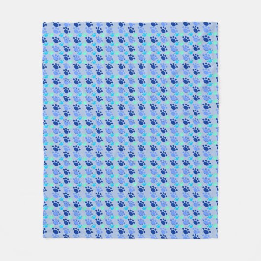 Crazy Blue Paws Fleece Blanket Deken (Voorkant)