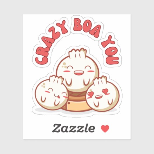 Crazy Boa You - Schattigee Bao Food Pun Sticker (Vel)