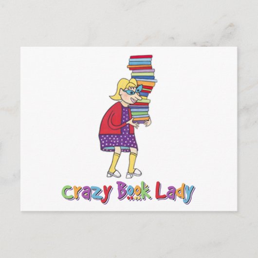 Crazy Book Lady Briefkaart (Voorkant)