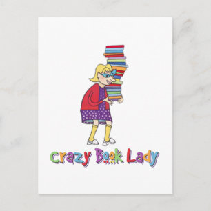 Crazy Book Lady Briefkaart