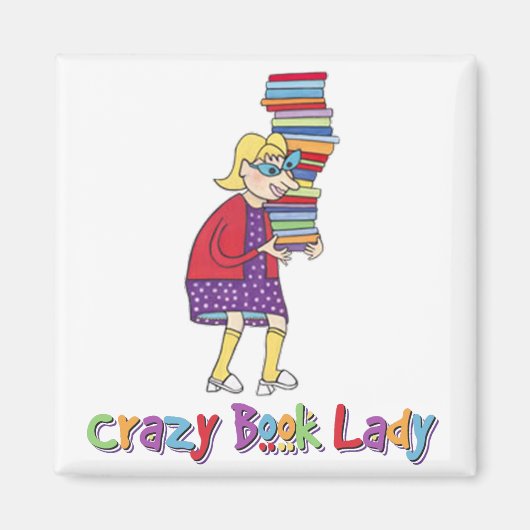 Crazy Book Lady Magneet (Voorkant)