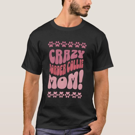 Crazy Border Collie Moeder Backprint T-shirt (Voorkant)
