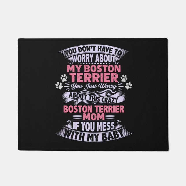 Crazy "Boston Terrier" mama Deurmat (Voorkant)