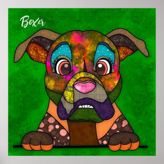 Crazy Boxer Poster met een gezicht (Voorkant)