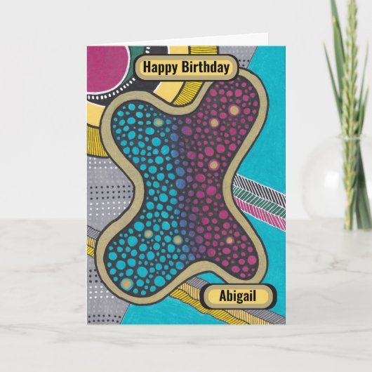 Crazy bright amoeba, doedelstijl, gepersonaliseerd kaart (Voorkant)