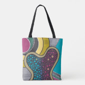 Crazy bright amoeba, doodle art, jouw naam tote bag (Achterkant)