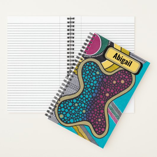 Crazy bright amoeba, gepersonaliseerd, doodle art notitieboek (Binnen)