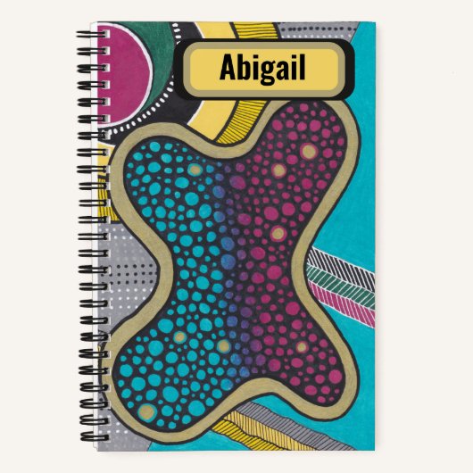 Crazy bright amoeba, gepersonaliseerd, doodle art notitieboek (Voorkant)