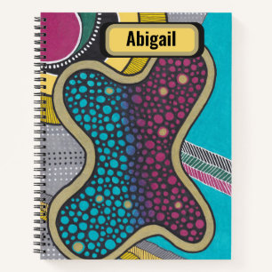 Crazy bright amoeba, gepersonaliseerd, doodle art notitieboek