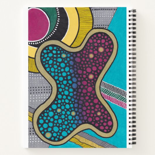 Crazy bright amoeba, gepersonaliseerd, doodle art notitieboek (Achterkant)