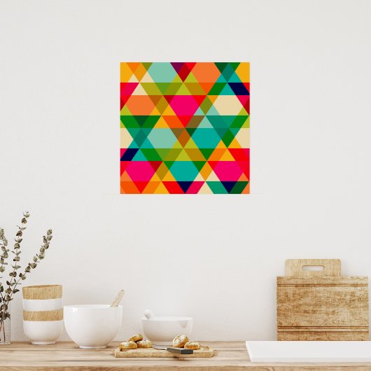 Crazy Bright Triangle Design Poster (Keuken)