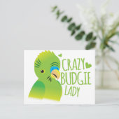 Crazy budgie dame briefkaart (Staand voorkant)