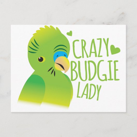 Crazy budgie dame briefkaart (Voorkant)