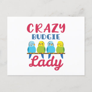 Crazy Budgie Lady Cute Funny Paraket Owner Briefkaart
