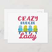 Crazy Budgie Lady Cute Funny Paraket Owner Briefkaart (Voorkant / Achterkant)