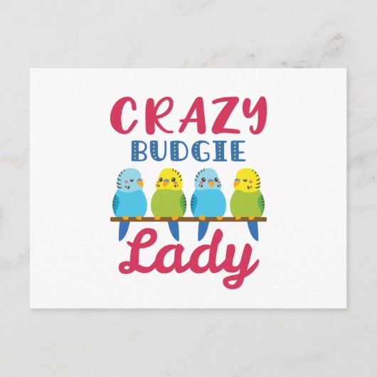 Crazy Budgie Lady Cute Funny Paraket Owner Briefkaart (Voorkant)