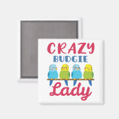 Crazy Budgie Lady Cute Funny Paraket Owner Magneet (Voorkant / Achterkant)