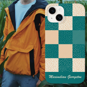Crazy Buffalo Check in Blauwgroen en Cream Case-Mate iPhone 14 Hoesje